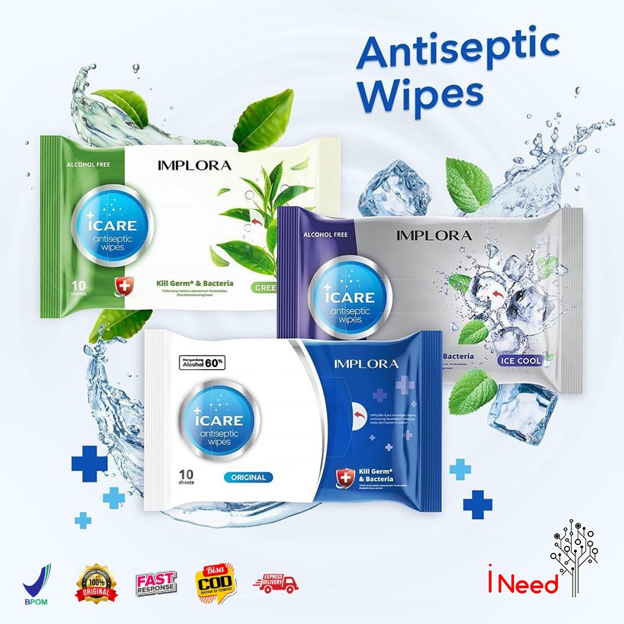 (INEED) IMPLORA ( Tissue Basah) I CARE ANTI SEPTIC WIPES 50 SCEETS