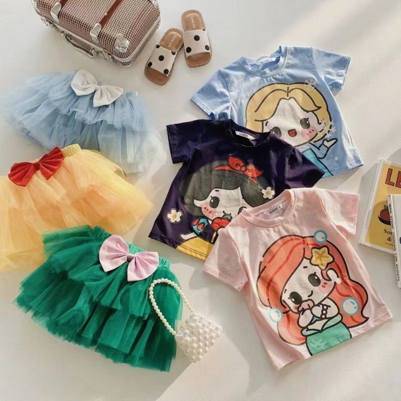 setelan princess ARIEL ELSA SNOW WHITE rok tutu lucu disney anak perempuan import / baju setelan dan rok tutu princess disney