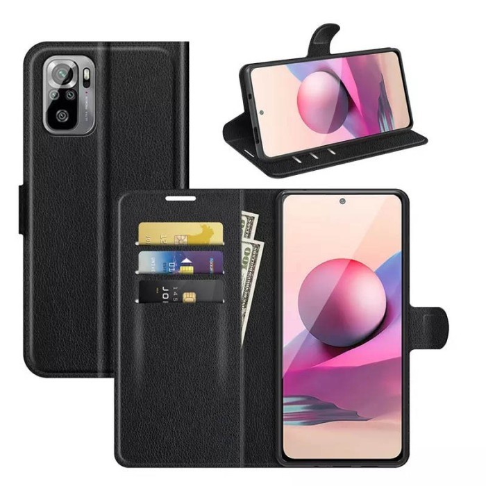 REDMI 10 10C 10A NOTE 10 NOTE 10S NOTE 10 PRO NOTE 10 5G NOTE 6 6 PRO CASE FLIP LEATHER BOOK COVER BUKU STANDING SOFTCASE KULIT SILIKON HITAM