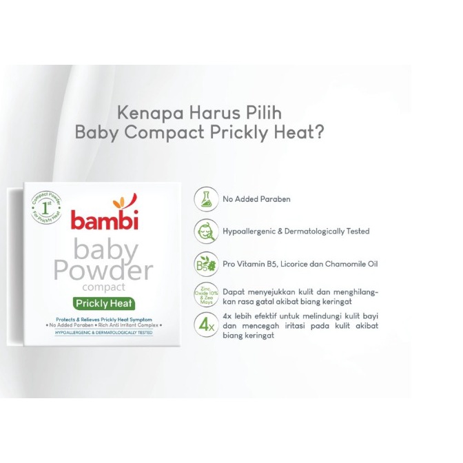 Bambi Baby Powder Compact Prickly Heat 40gr | Anti Biang Keringat