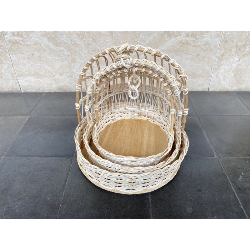 

Keranjang Ayun Rotan Bulat | Keranjang Parcel | Sangkar Burung | Set 3