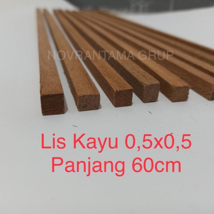 Lis Kayu Meranti 0,5x0,5cm Panjang 60cm, Lis Kayu 5x5mm