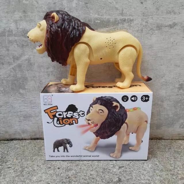 Mainan hewan lion singa bisa suara berjalan batre edukasi anak