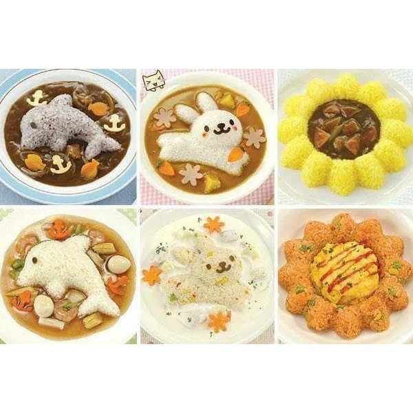 Cetakan Nasi Bento 4 in 1 Dolphin Rabbit Lucu Dan Unik