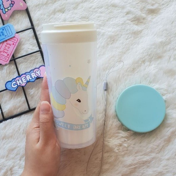 Botol Minum Unicorn Sekolah Anak Dengan Tali Pony Perempuan Cewek Bekal Gelas