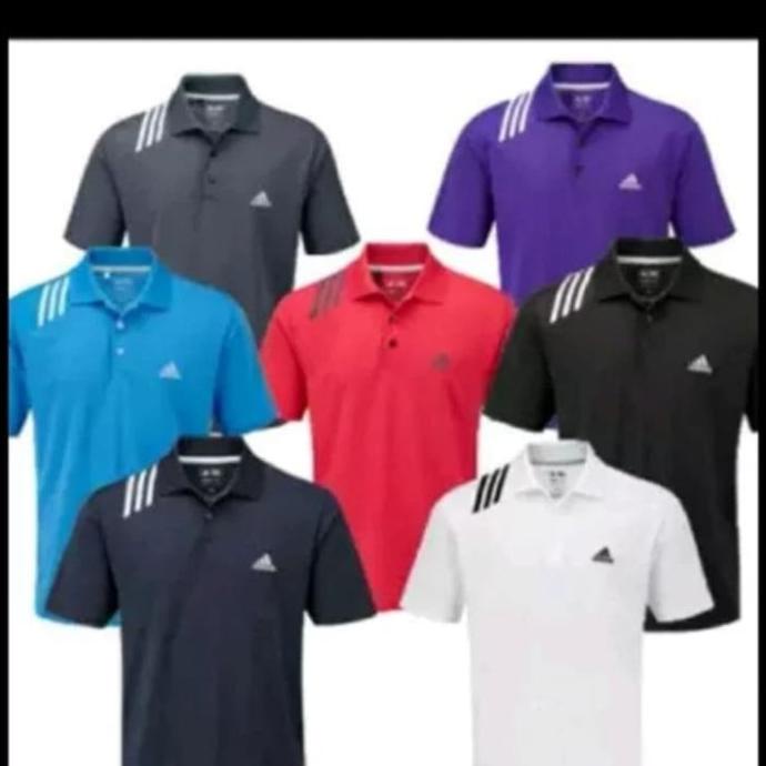 (DONE) KAOS POLO SHIRT BAJU KERAH DISTRO ADIDAS STRIP DADA POLOS CUSTOM GOLF PROMO