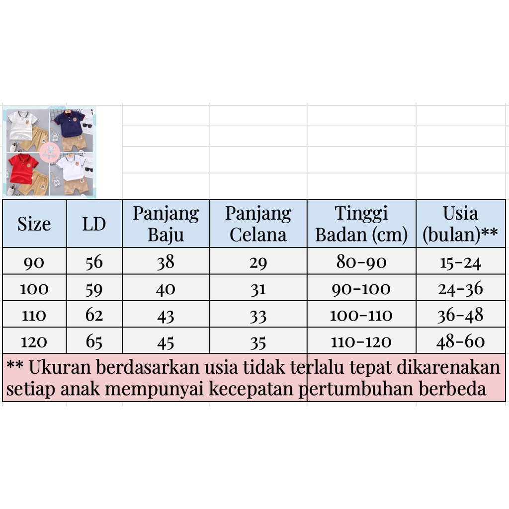 Setelan Polo Anak Import Stelan Baju &amp; Celana Anak Laki Motif Beruang / Baju Anak Cowok