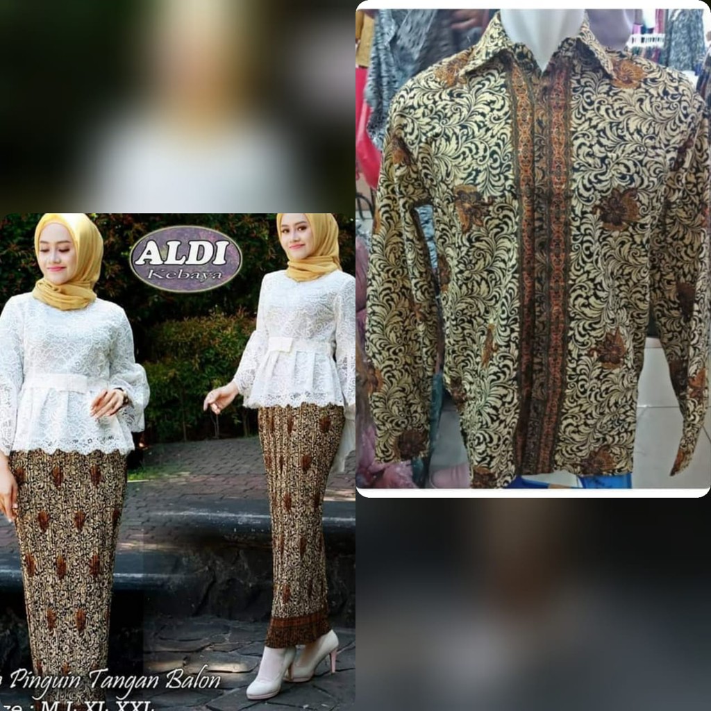 couple kebaya brukat pinguin balon dan hem panjang trend