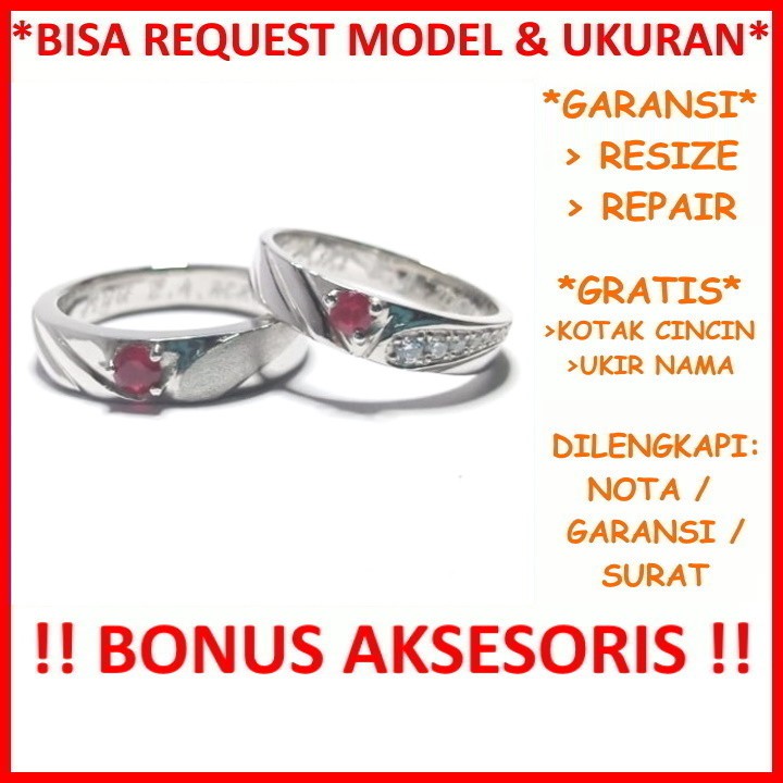 Gratis Ukir Nama Garansi Asli Bisa Pesan Model Cincin Couple Platinum Dan Emas Putih Mas Kawin Id621