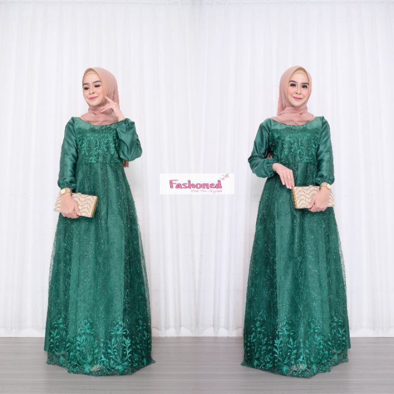 Dress pesta wanita muslimah kebaya modern Bridesmaid Dres Premium Tunangan Polos Quella Dress Premiu