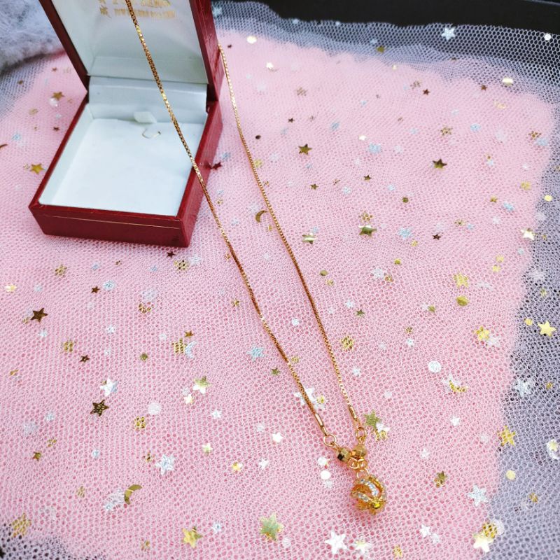 Kalung Koye Titanium Set Wanita Permata Perhiasan Lapis Emas Jewelry428OD