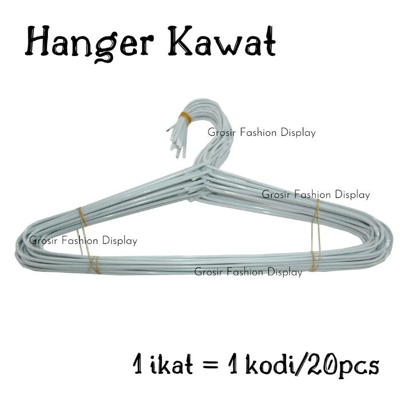 20 PCS Hanger Kawat Putih Gantungan Baju Besi Display Pakaian Hanger Distro Hanger Murah(KODI)