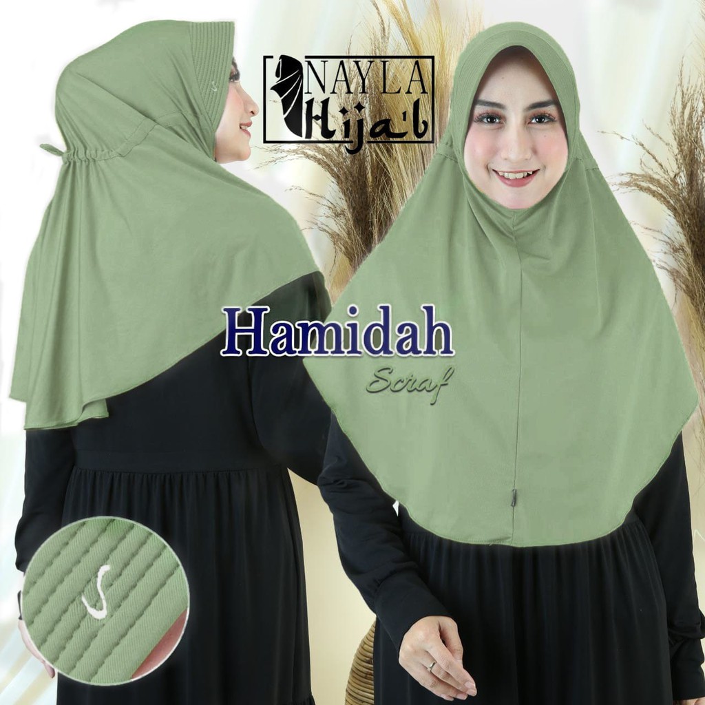 Jilbab Bergo Terbaru Kerudung Instan Serut Hamidah Polos Hijab Instan Serut Hamidah RUMAH HIJA'B-GREENTEA