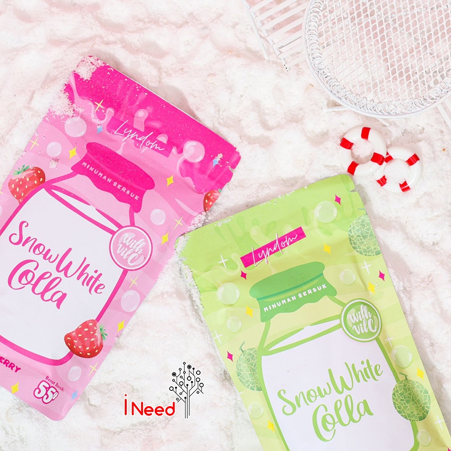 (INEED) SNOW WHITE COLLA MELON/STRAWBERRY 55gr / collagen drink / minuman collagen snow white / minuman bubuk collagen / SNOW WHITE COLLAGEN DRINK