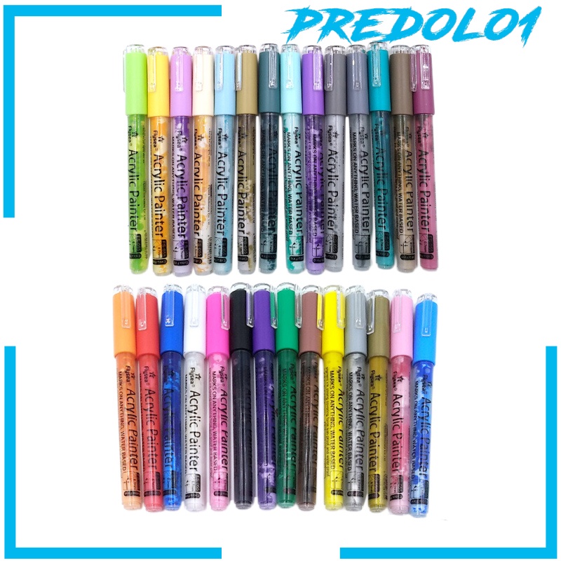 [PREDOLO1] 28pcs Acrylic Paint Marker Pens Craft Rock Painting Water Based Marker Pen