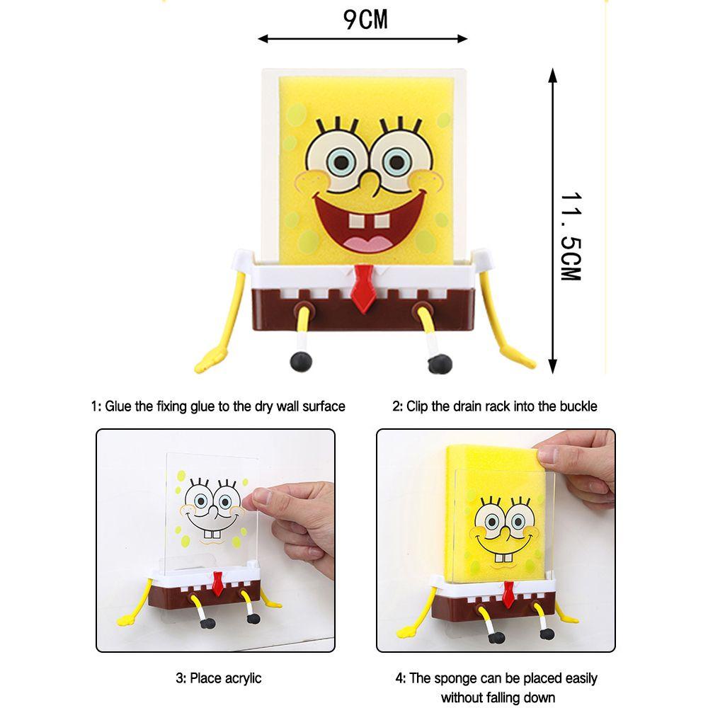 Nickolas1 Tempat Spons SquarePants Spongebob Keranjang Saringan Kecil Dengan Spons Rumah Tangga Drain Rack