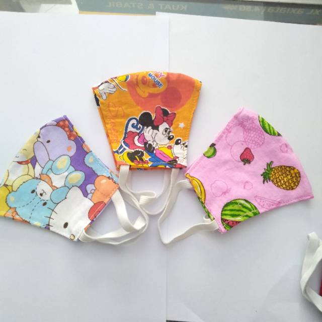 Masker kain anak 2  lapis motif lucu/masker 2 ply/maskerkain 2 ply