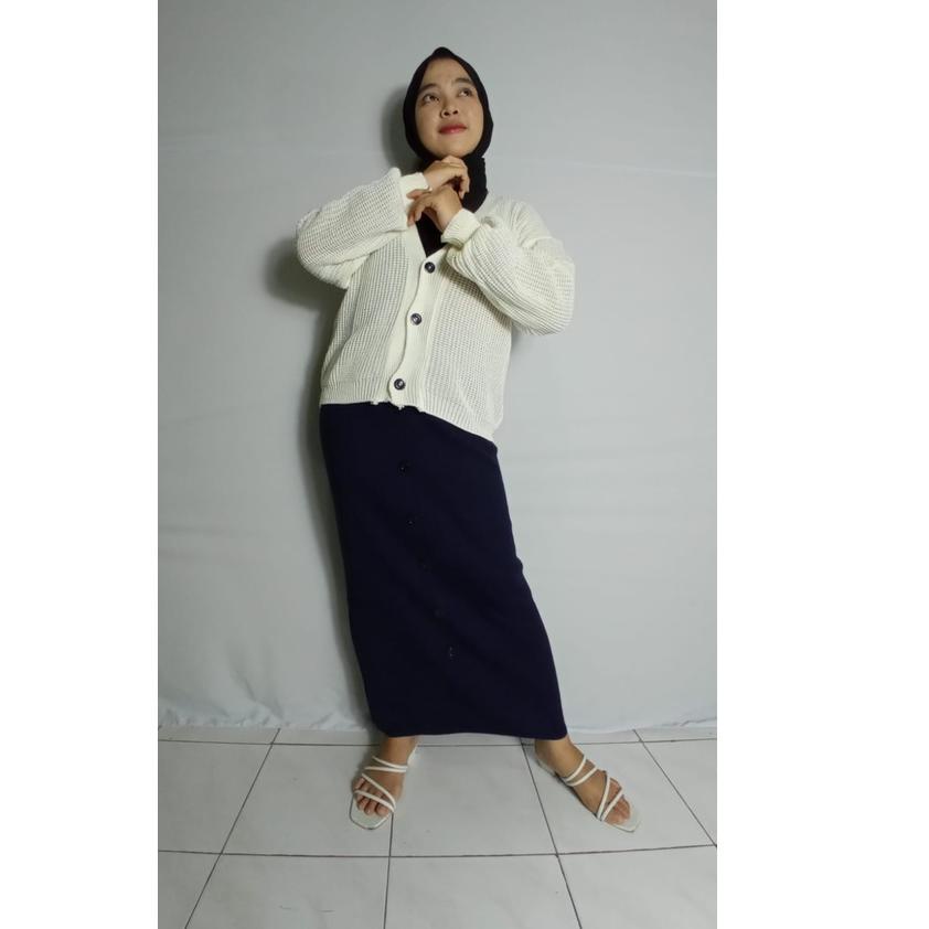 MD.577216 ◦ ROK RAJUT KANCING / ROK SPAN KANCING RAJUT / ROK PANJANG WANITA / MAXI SKIRT / ROK WANIT