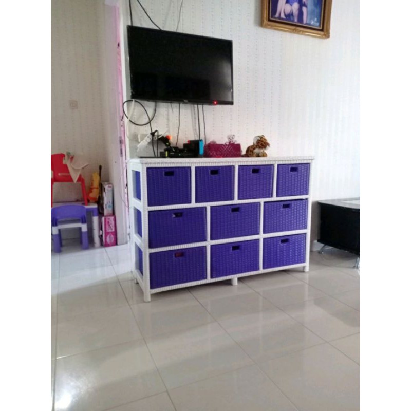 Lemari rotan sintetis laci 10