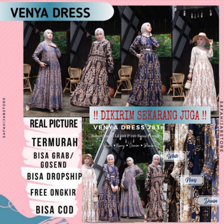 (BISA COD)  VENYA DRESS by SAFA HIJAB STORE