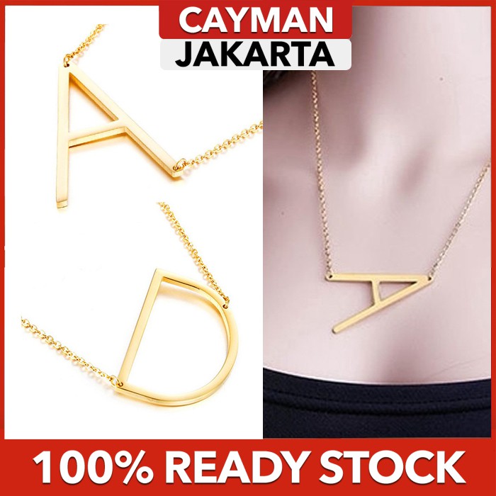 ★ Cayman ★ 100% Kalung Emas Anti Karat Rantai 26 English Letter Fashion Pendant Necklace Gold Jew22