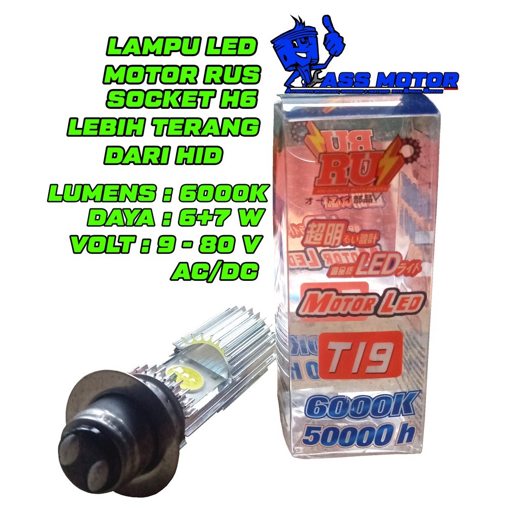 Lampu Led Motor H6 13 Watt 6000K Headlamp Led LUMENS 6000K 5000H LED RUS OriGINAL bukan AYOTO & TYTO