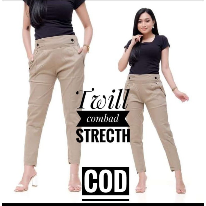 BAGGY PANTS WANITA//CELANA BAWAHAN BAGGYPANT WANITA//BAGGYPANT TWILL COMBED STRECH TEBAL DAN MELAR