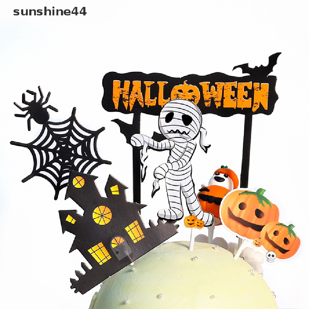 Sunshine 1 set Hiasan Topper Kue Motif Halloween Untuk Pesta