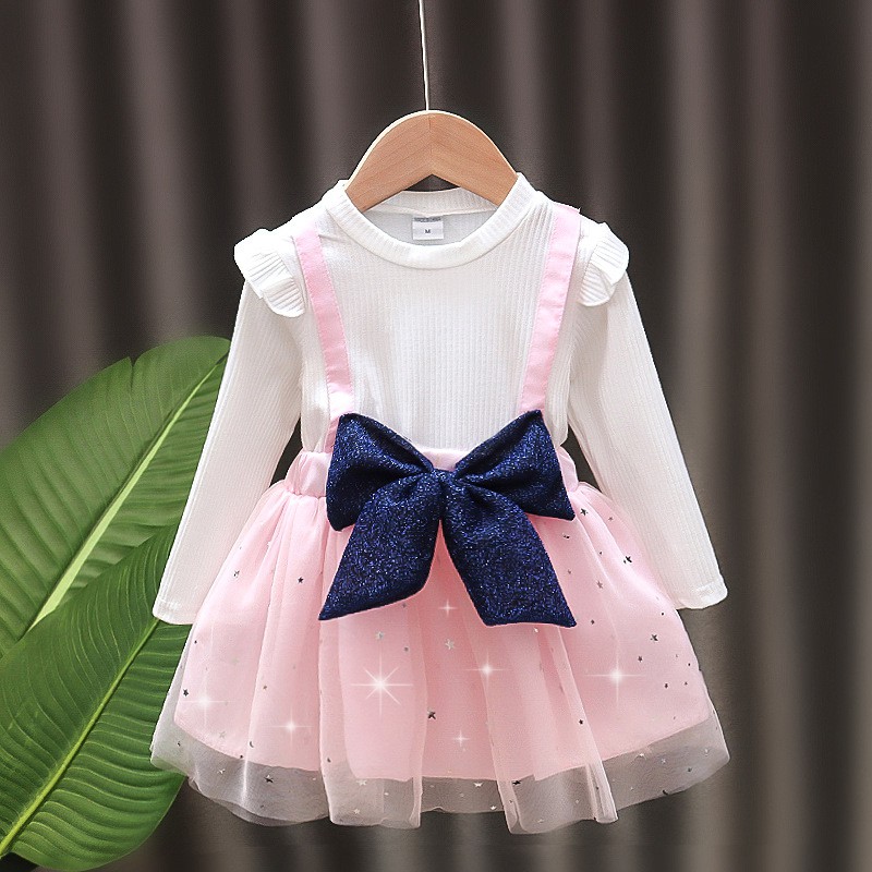 LittleAaron DRESS IMPORT VANESSA RIBBON PJG EBV Baju Dress Anak Perempuan Import