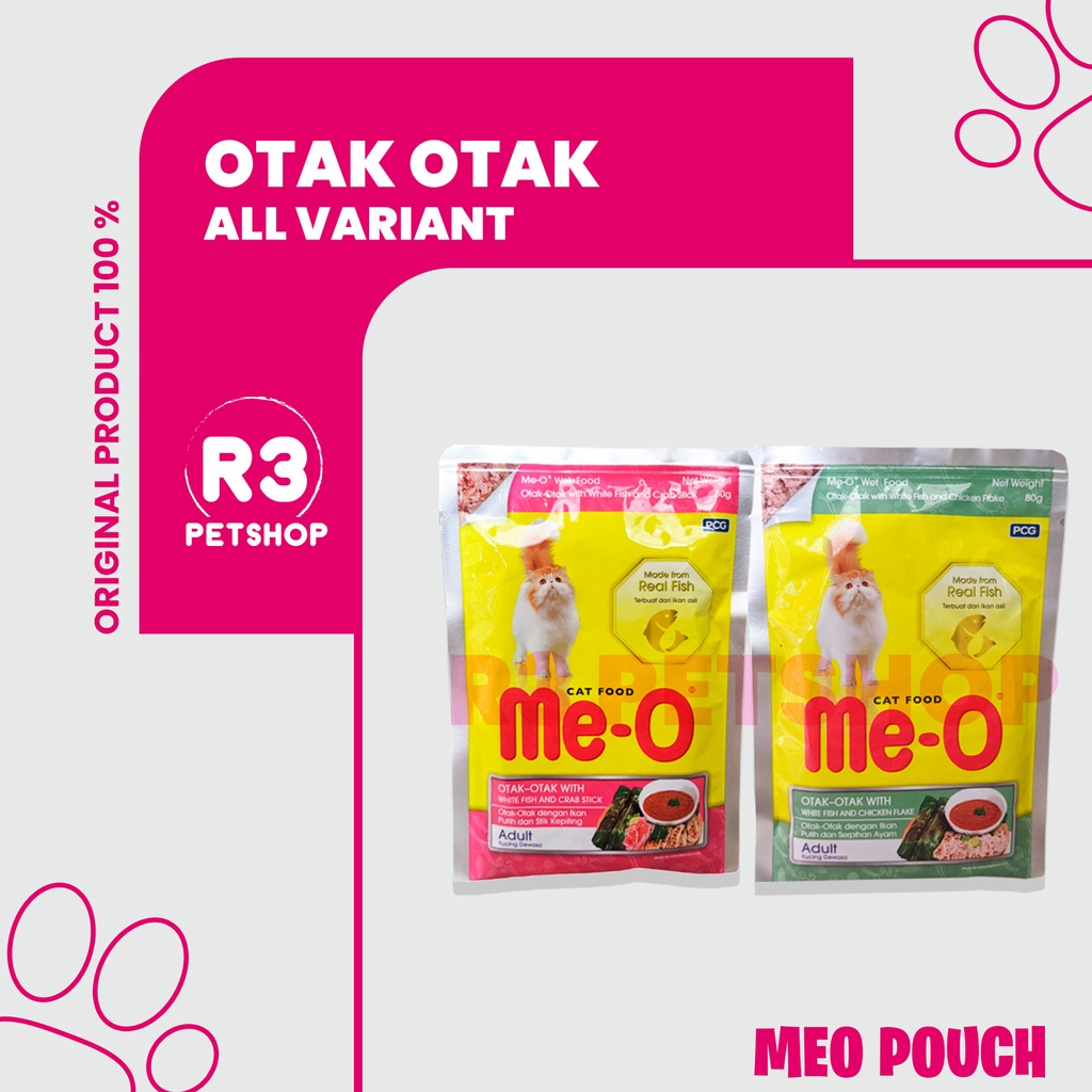 Makanan Kucing basah MEO pouch Otak otak 80g Adult All variant