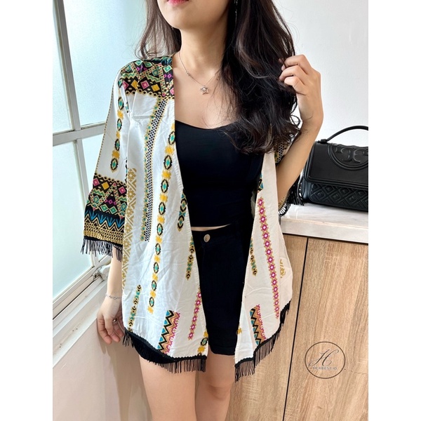 CARDIGAN WANITA KIMONO TRIBAL ETNIK RUMBAI IMPORT HERBEST