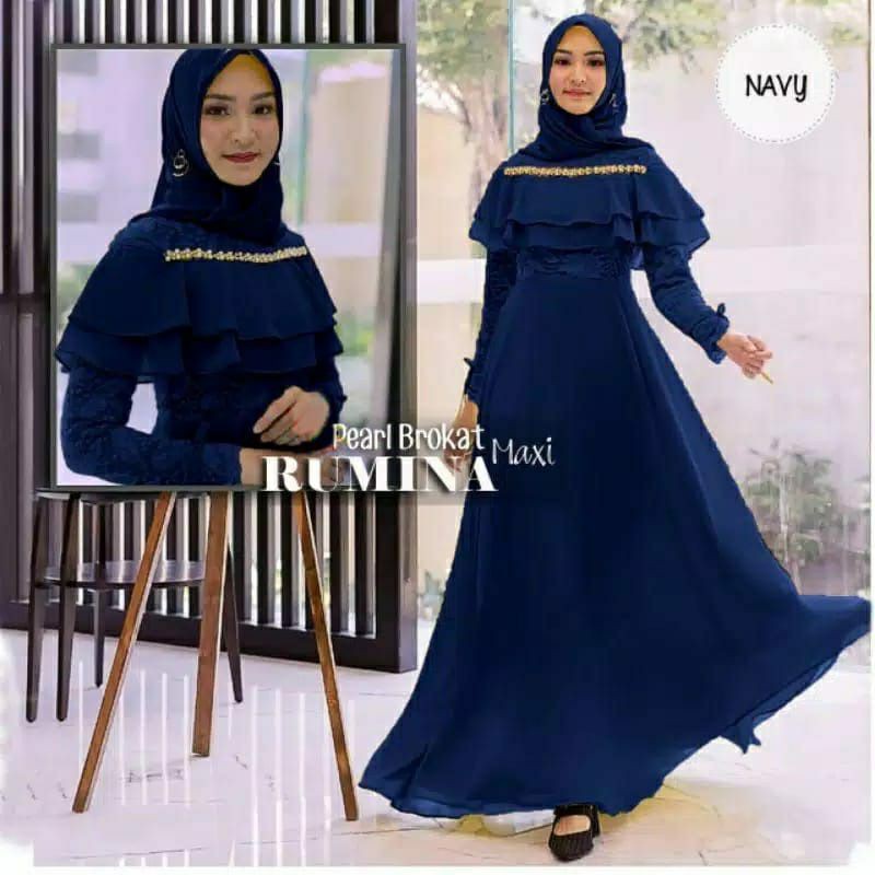 PCS MAXY RUMINA BAHAN BRUKAT KOMBI MOSCREPE JC FASHION BUSANA GAMIS DRESS MAXI 2 UKURAN XL XXL