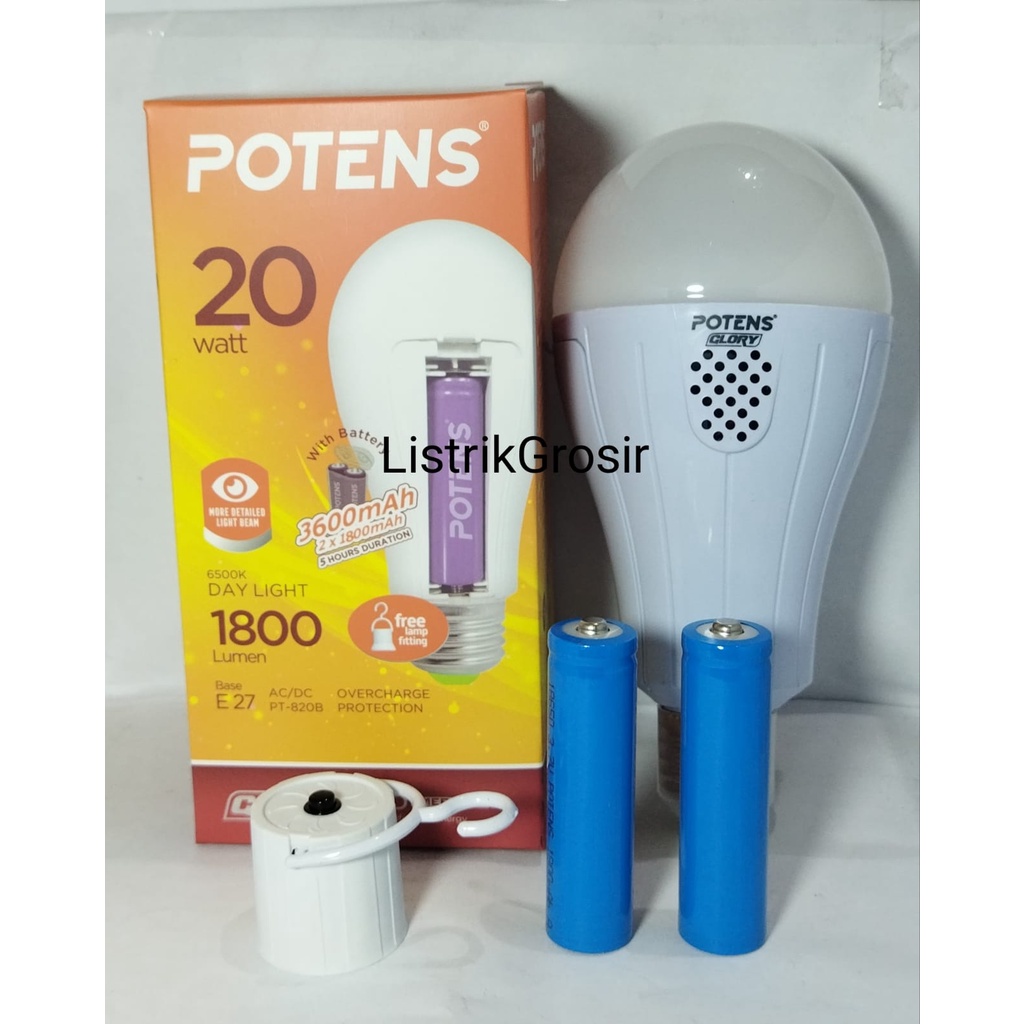 Lampu Led Potens Magic Genius Emergency Cas 20w AC - DC Dual Battery Premium