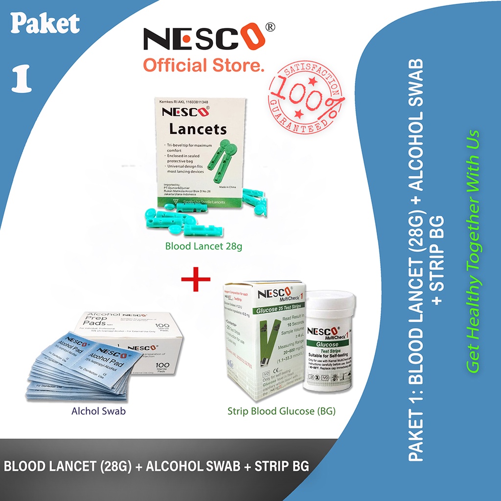 PAKET 1A (BLOOD LANCET + ALCOHOL SWAB + STRIP GULA DARAH)