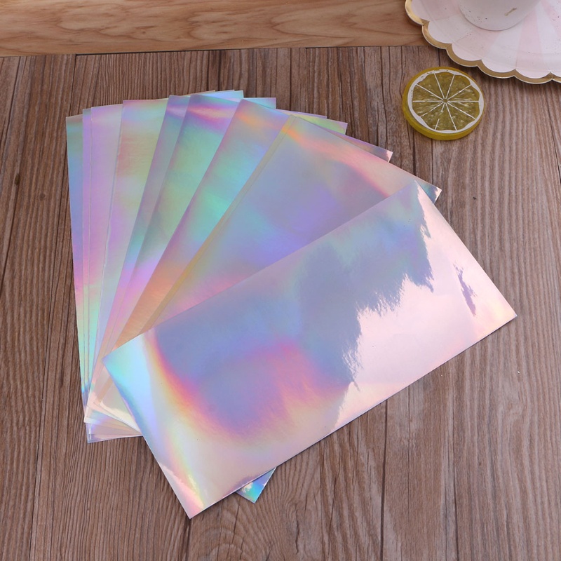 SIY  10Pcs DIY Aurora AB Effect Reflective Mirror Paper Self Adhensive Resin Fillings