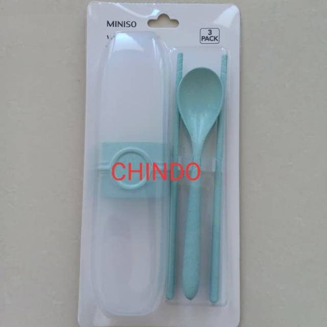 MINISO JEPAN STYLE WHEAT FIBER CUTLERY SET 3PACK SENDOK GARPU SUMPIT