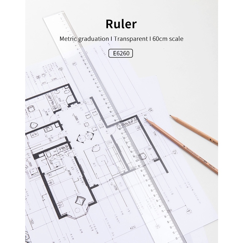 

gk Penggaris Deli Drafting 60cm Transparant - E6260