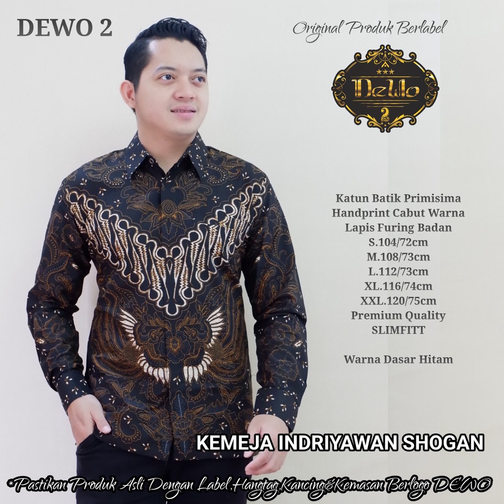 Kemeja Baju Batik Pria Lengan Panjang Premium Modern Motif INDRIYAWAN LAPIS FURING PERWIRA DEWO