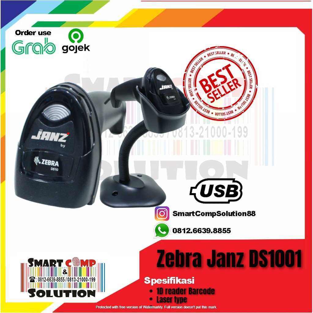 JANZ DS1001 BARCODE SCANNER - By Zebra DS10 1D 2D QR CODE Efaktur Reader SETARA ZEBRA DS1001