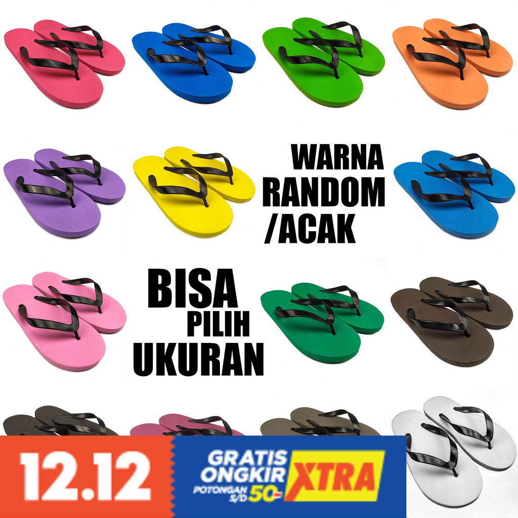 Factory Outlet |  Sandal Jepit Polos Sendal Spon Pria Casual Warna Random Wudhu Wudu Masjid Mesjid