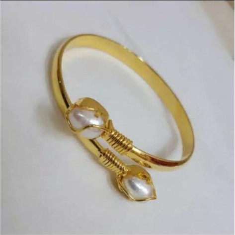 Gelang Lilit Lapis Emas 24 Karat Mutiara Air Tawar Putih