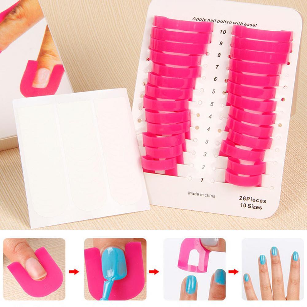 Nanas 26pcs Nail Polish Mold Tips Cover Case Pelindung