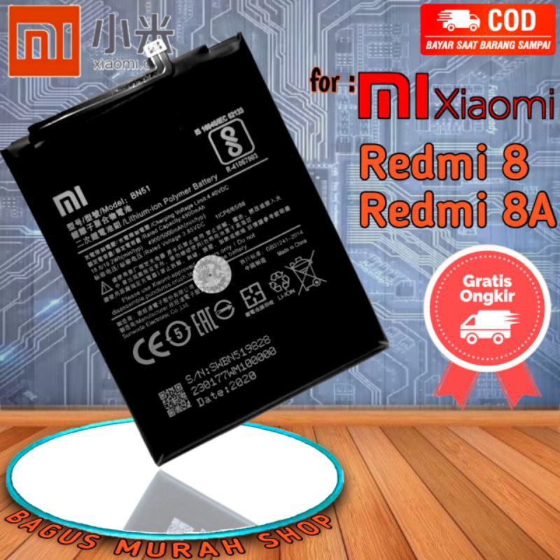 BATTERY BATERAI BATRE HP Redmi 8 Redmi8 / Redmi 8A Redmi8A BN 51 / BN51 ORIGINAL