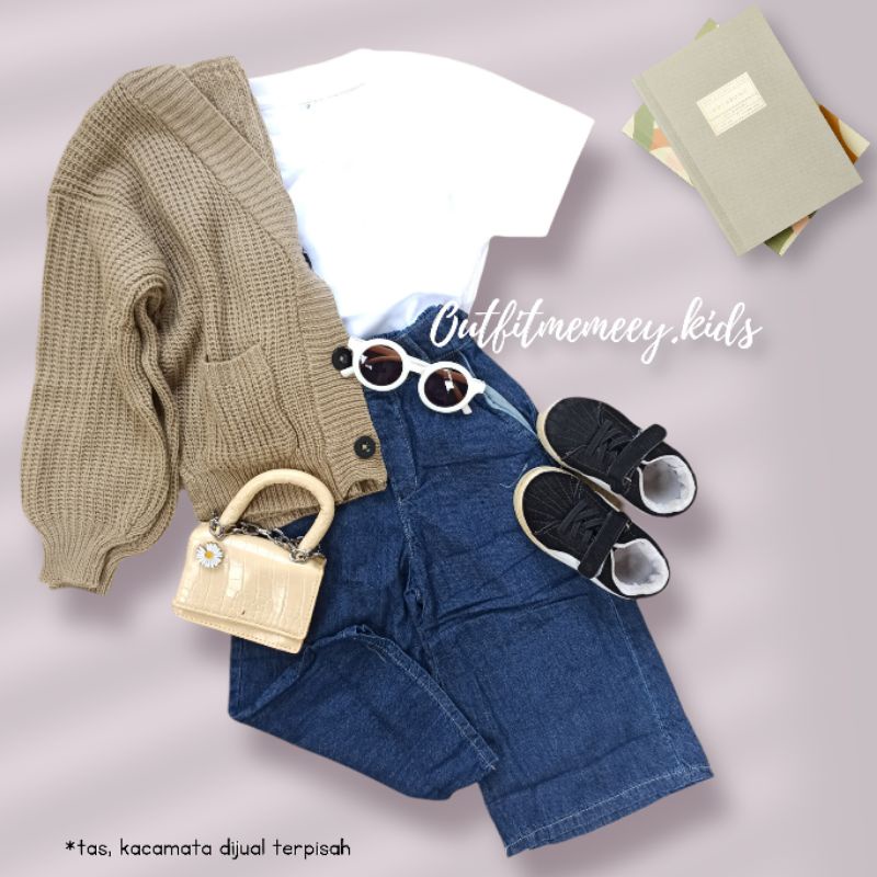 ONE SET KULOT JEANS + CARDIGAN