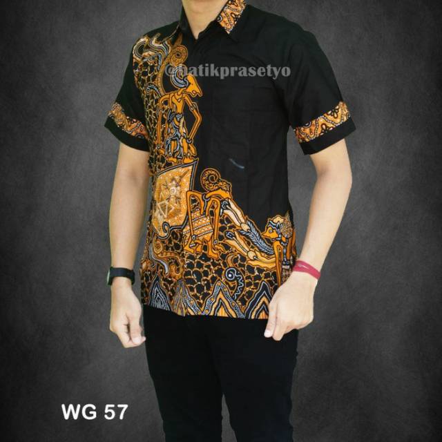  Baju  batik  wayang kemeja batik  lengan pendek batik  pria  