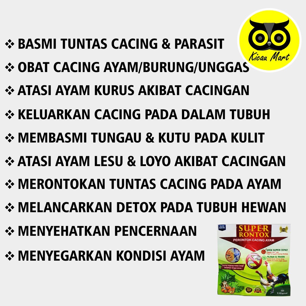 SUPER RONTOX SN OBAT CACING AYAM BURUNG UNGGAS SUPER RONTOK SASANA NGAPAK KURUS CACINGAN LESU SPR