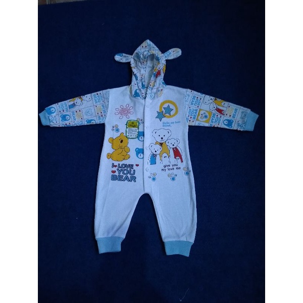 I Love You Bear Jumper Bayi Jumsuit Panjang Kaki  Buka