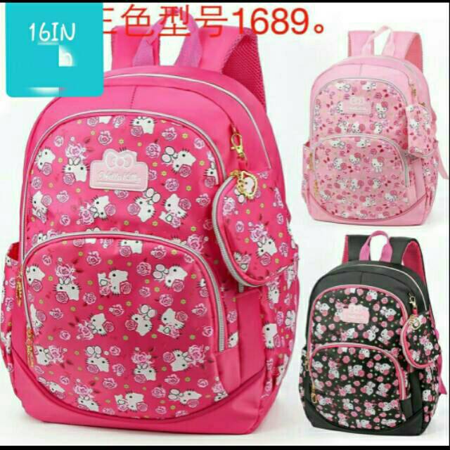 Tas ransel anak perempuan import hello kitty + dompet