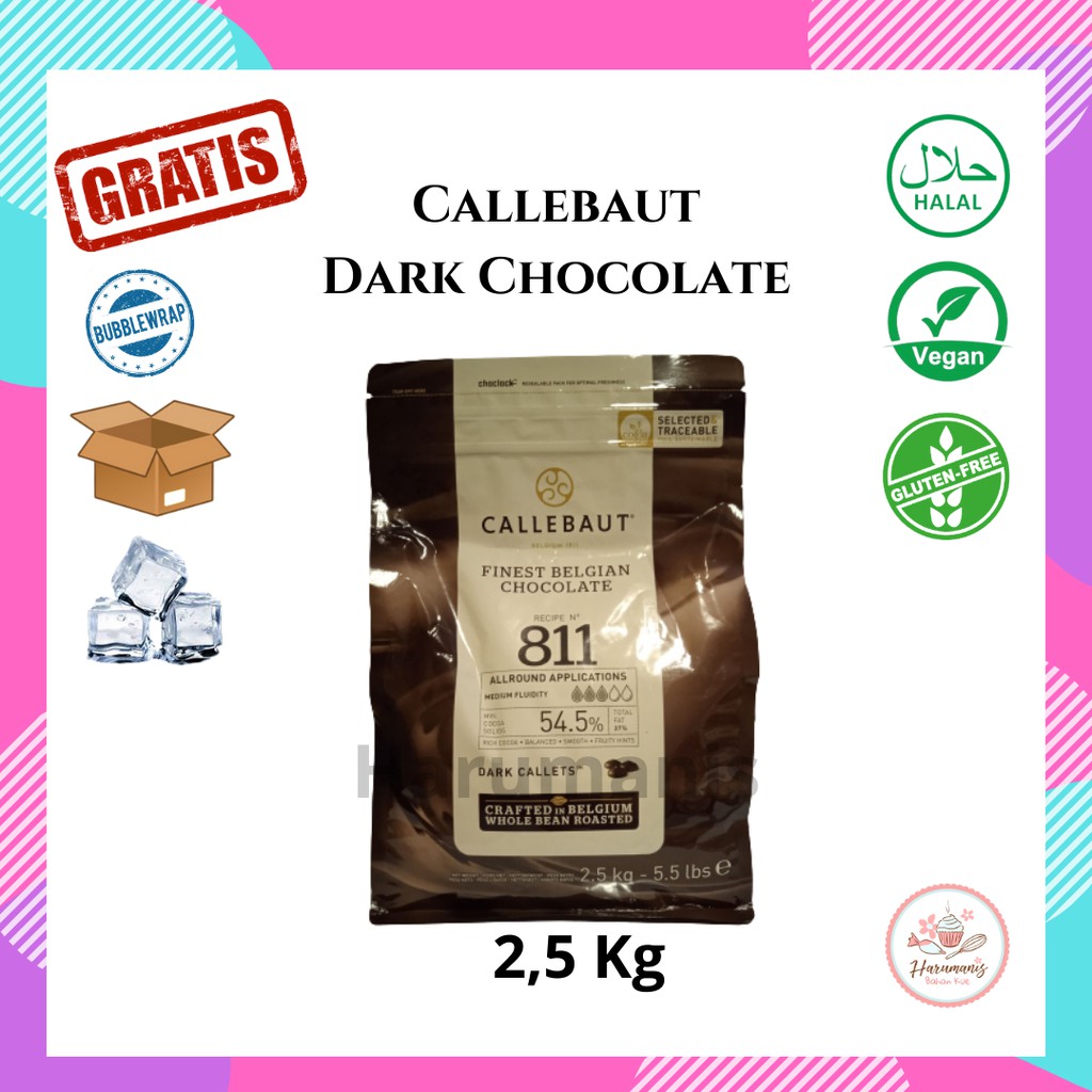 

Callebaut Dark Chocolate Couverture 811 54,5% Kemasan Asli 2,5kg