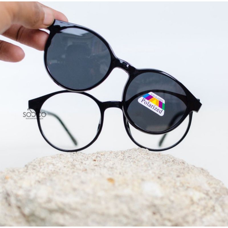 kacamata minus clipon satu lensa polarized